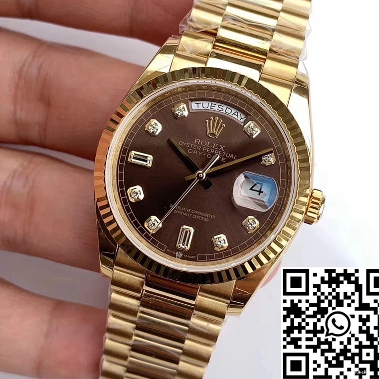 M128238-0022 Gold Yellow EW Gray Rolex Dial Factory Day-Date 0415